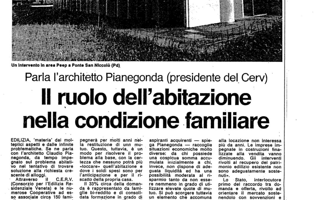 Il ruolo dell’abitazione nella condizione familiare