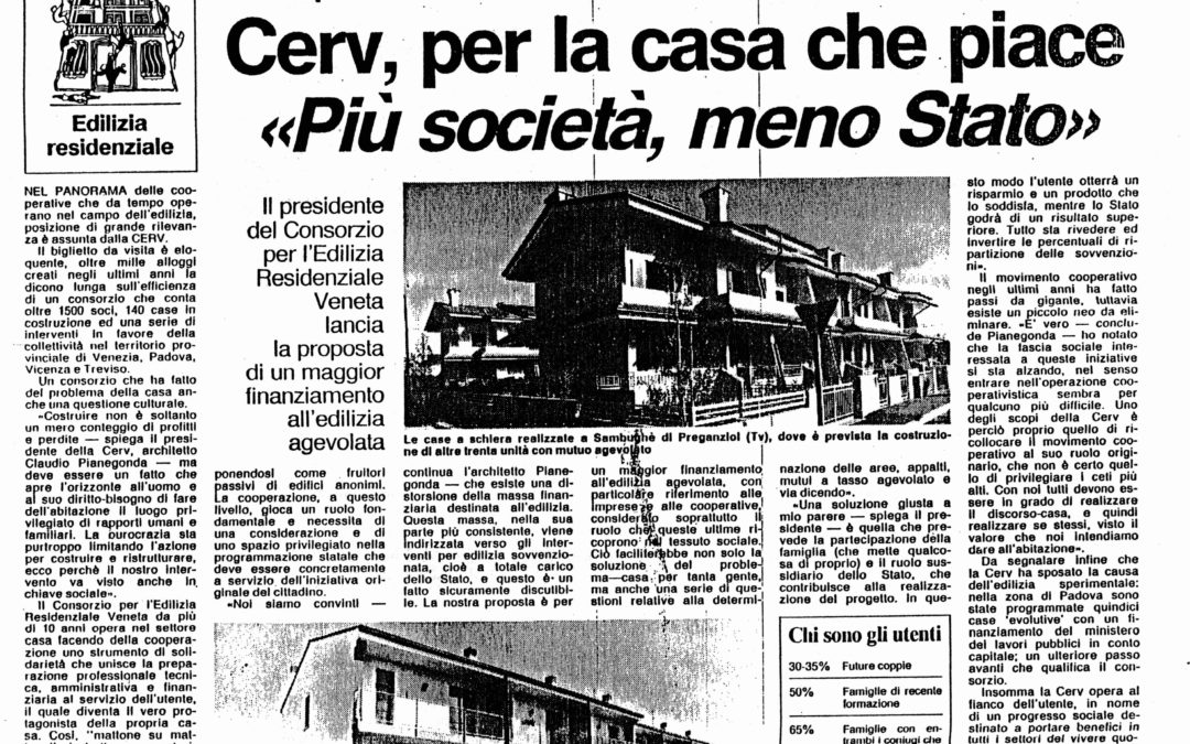 Cerv, per la casa che piace “Più società, meno Stato”