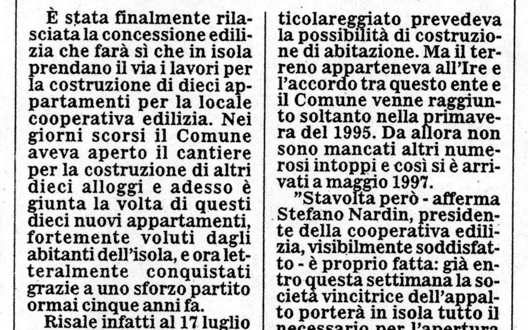 Partiti i lavori per la costruzione di 10 appartamenti in cooperativa