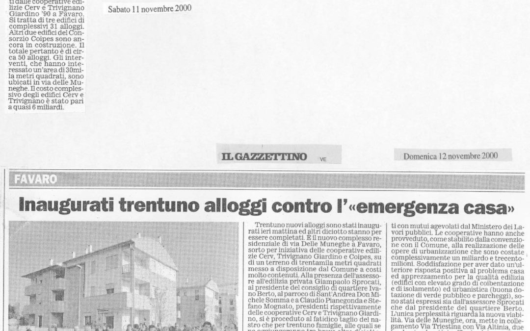 Inaugurati trentuno alloggi contro l'”emergenza casa”